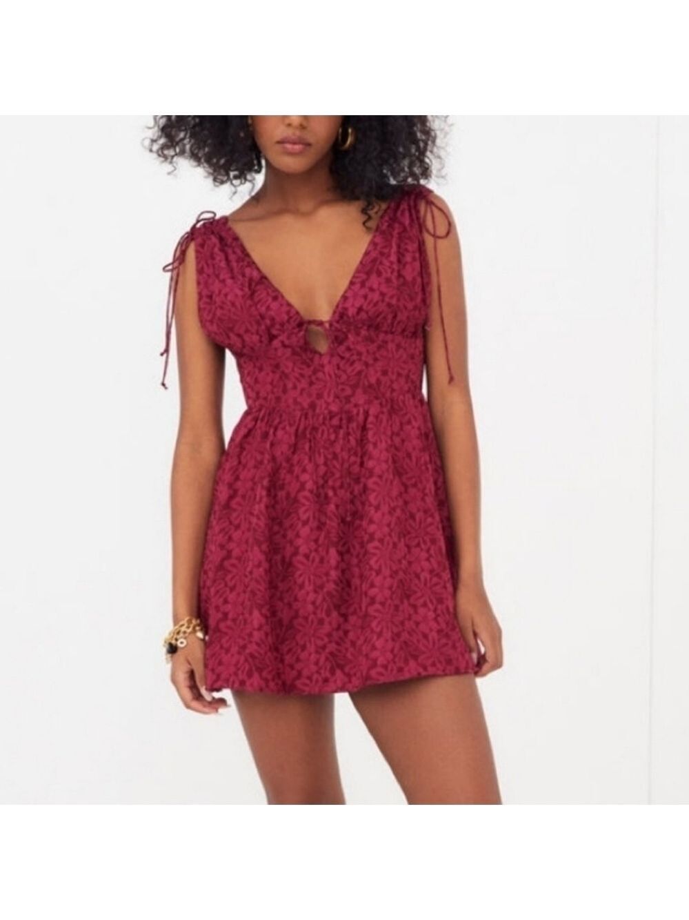 For Love And Lemons Janet Floral Jacquard Mini Dress In Red Sz Large